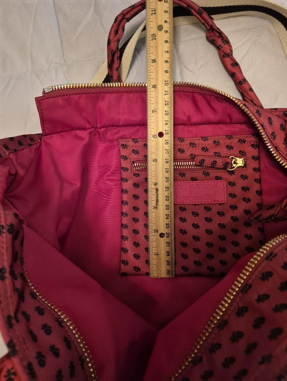 American Gurl Stoney Clover Lane Red Patterned Tote Bag For Doll And Accessories